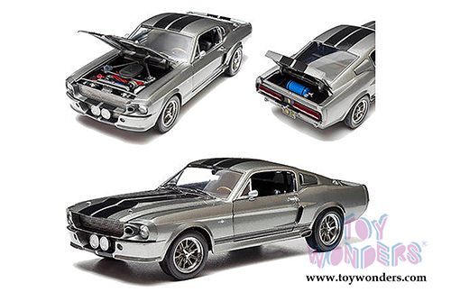 Greenlight Hollywood - Eleanor from "Gone in 60 Seconds" - Custom Ford Mustang Polished Metal Edition Hard Top (1967, 1/18 scale diecast model car, Metal w/ Black Stripes) 12959