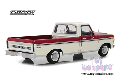 Greenlight - Ford F-100 Pickup Truck (1973, 1/18 scale diecast model car, Cream w/Red) 12962