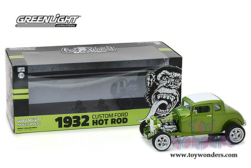 Greenlight - Hollywood Custom Ford Hot Rod Gas Monkey Garage (1932, 1/18 scale diecast model car, Metallic Green) 12974