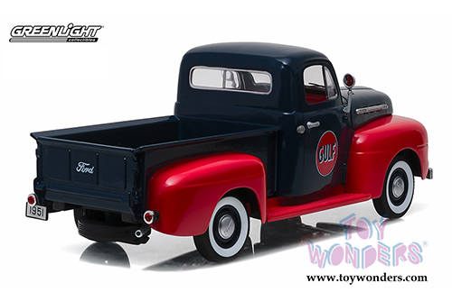 Greenlight - Ford F1 Pickup Truck Gulf Oil  (1951, 1/18 scale diecast model car, Dark Blue w/Red) 12978