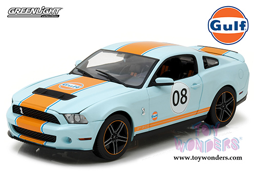 Greenlight - Shelby GT-500&reg; Gulf Oil #08 Hardtop (2012, 1/18 scale diecast model car, Light Blue w/ Orange Stripes) 12990
