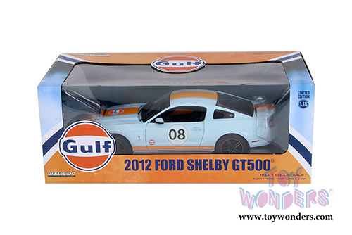 Greenlight - Shelby GT-500&reg; Gulf Oil #08 Hardtop (2012, 1/18 scale diecast model car, Light Blue w/ Orange Stripes) 12990