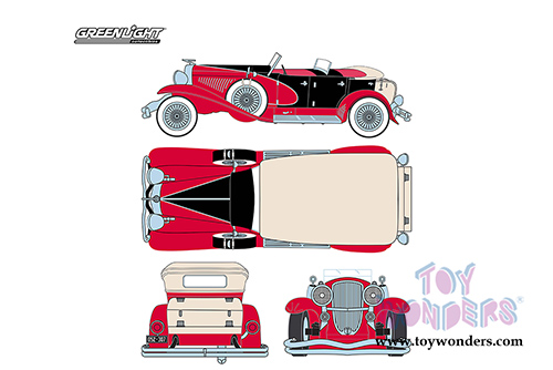 Greenlight - Duesenberg II SJ  (1934, 1/18 scale diecast model car, Red and Black) 12995