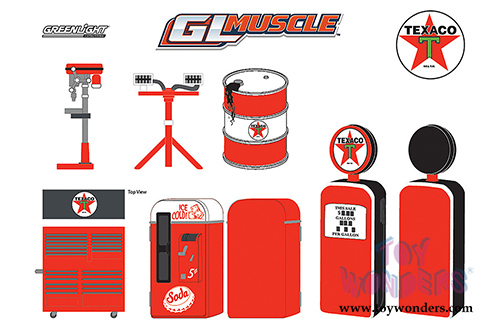 Greenlight - GL Muscle Vintage Shop Tools Texaco Oil (6 pc. set, 1:64 Scale) 13154