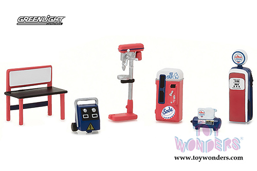 Greenlight - GL Muscle Vintage Shop Tools Chevron Oil (6 pc. set, 1:64 Scale) 13156