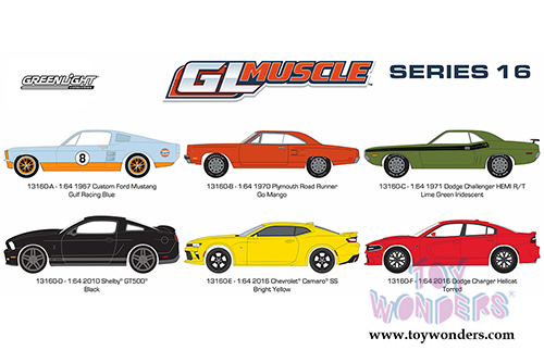 Greenlight - GL Muscle Series 16 Assortment (1/64 scale diecast model car, Asstd.) 13160/48