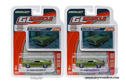 Greenlight - GL Muscle Series 16 - Dodge Challenger R/T Hard Top (1971, 1/64 scale diecast model car, Lime Green Iridescent) 13160C/48