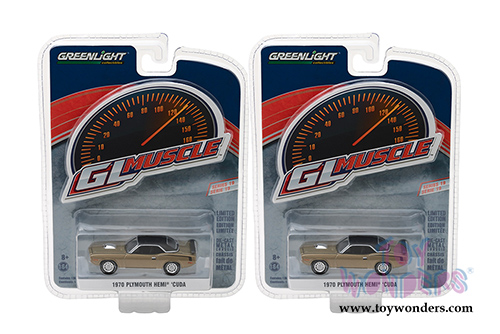 Greenlight - GL Muscle Series 19 | Plymouth Hemi&reg; 'Cuda Hardtop (1970, 1/64 scale diecast model car, Citron Gold) 13190B/48