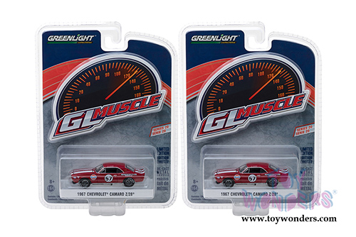 Greenlight - GL Muscle Series 20 | Chevrolet&reg; Camaro&reg; Z/28&reg; #57 Heinrich Chevy-Land Hardtop (1967, 1/64 scale diecast model car, Red) 13210A/48