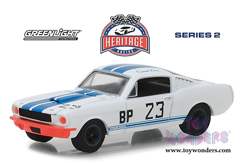 Greenlight - Ford GT Racing Heritage Series 2 | Ford Mustang Shelby&reg; GT-350&reg; BP #23 Charlie Kemp (1965, 1/64 scale die cast model car, White/Blue) 13220D/48