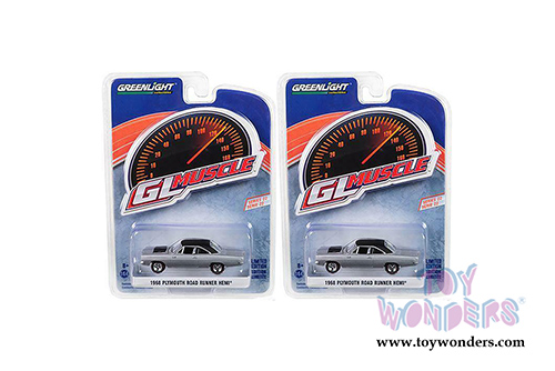 Greenlight - GL Muscle Series 22 | Plymouth Road Runner Hemi&reg; Hardtop (1968, 1/64 scale diecast model car, Buffet Silver) 13250B/48