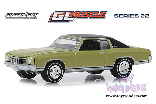 Greenlight - GL Muscle Series 22 | Chevrolet&reg; Monte Carlo SS 454 Hardtop (1971, 1/64 scale diecast model car, Cottonwood Green) 13250D/48