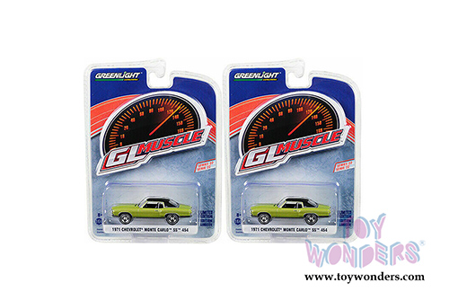 Greenlight - GL Muscle Series 22 | Chevrolet&reg; Monte Carlo SS 454 Hardtop (1971, 1/64 scale diecast model car, Cottonwood Green) 13250D/48