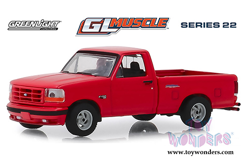 Greenlight - GL Muscle Series 22 | Ford F-150 Lightning Pickup Truck (1993, 1/64 scale diecast model car, Bright Red) 13250E/48