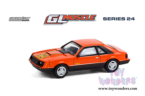 Greenlight - GL Muscle Series 24 | Ford Mustang Cobra Hardtop (1979, 1/64 scale diecast model car, Tangerine/Black) 13290C/48