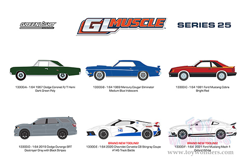 Greenlight - GL Muscle Series 25 Assortment (1/64 scale diecast model car, Asstd.) 13300/48