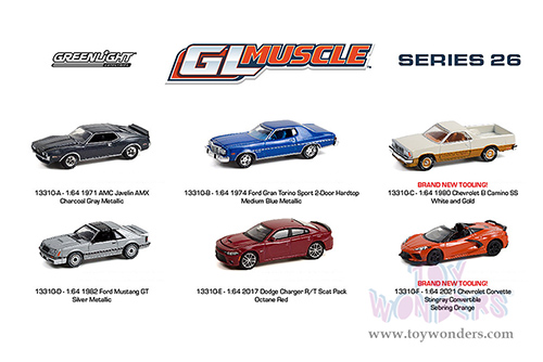 Greenlight - GL Muscle Series 26 Assortment (1/64 scale diecast model car, Asstd.) 13310/48