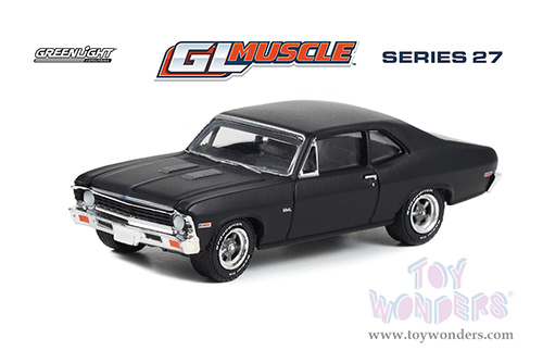 Greenlight - GL Muscle Series 27 | Chevrolet&reg; Nova (1969, 1/64 scale diecast model car, Custom Matte Black) 13320B/48