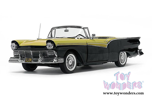 Sun Star USA - Ford Fairlane 500 Skyliner Convertible (1957, 1/18 scale diecast model car, Raven Black/Inca Gold) 1340