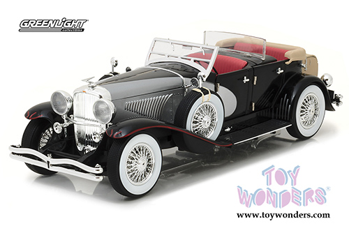 Greenlight - Duesenberg II SJ convertible (1/18 scale diecast model car, Black/Silver) 13504