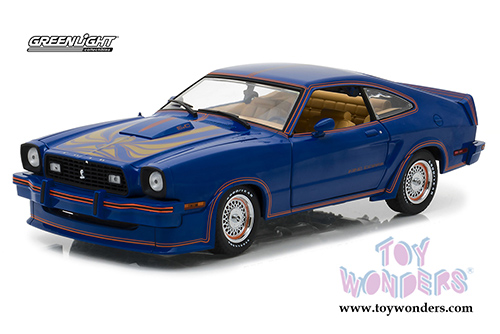 Greenlight - Ford Mustang II King Cobra Hardtop (1978, 1/18 scale diecast model car, Blue with Gold) 13507