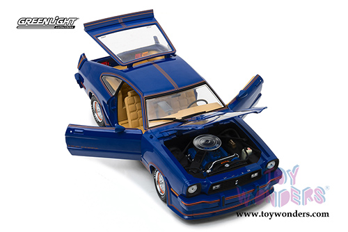 Greenlight - Ford Mustang II King Cobra Hardtop (1978, 1/18 scale diecast model car, Blue with Gold) 13507