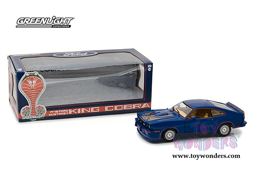 Greenlight - Ford Mustang II King Cobra Hardtop (1978, 1/18 scale diecast model car, Blue with Gold) 13507