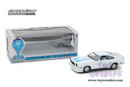 Greenlight - Ford Mustang II King Cobra Hardtop (1978, 1/18 scale diecast model car, White with Blue) 13508