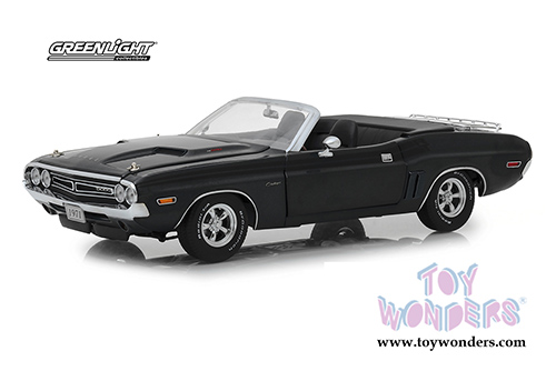 Greenlight - Dodge Challenger R/T Convertible with Luggage Rack (1971, 1/18 scale diecast model car, Gunmetal Gray) 13528