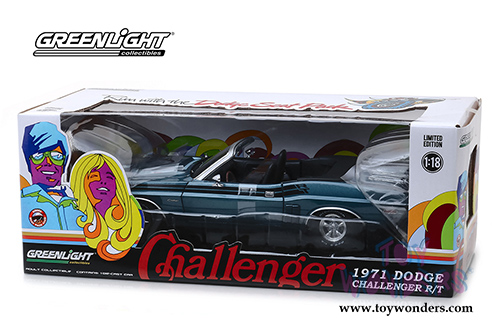 Greenlight - Dodge Challenger R/T Convertible with Luggage Rack (1971, 1/18 scale diecast model car, Gunmetal Gray) 13528
