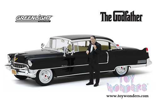 Greenlight Hollywood - The Godfather Cadillac Fleetwood Series 60 with Don Corleone Figure (1955, 1/18 scale diecast model car, Black) 13531