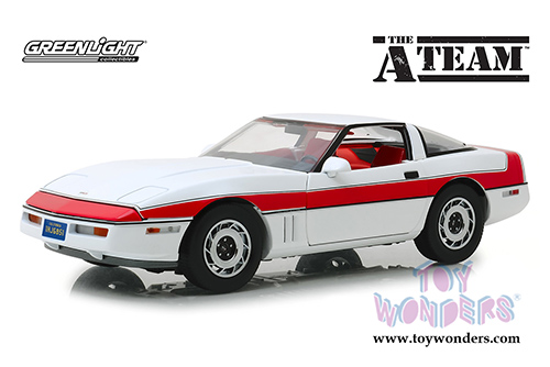 Greenlight Hollywood - The A-Team&trade; Chevrolet&reg; Corvette&reg; C4 Hardtop (1984, 1/18 scale diecast model car, White/Red) 13532