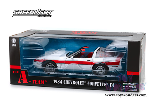 Greenlight Hollywood - The A-Team&trade; Chevrolet&reg; Corvette&reg; C4 Hardtop (1984, 1/18 scale diecast model car, White/Red) 13532