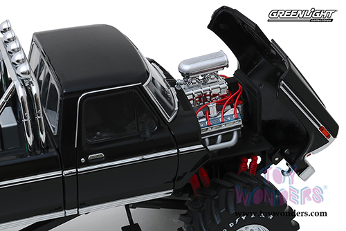 Greenlight - Kings of Crunch Ford F-250 Monster Truck with 48-inch Tires (1979, 1/18 scale diecast model car, Black) 13538