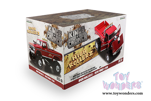 Greenlight - Kings of Crunch Ford F-250 Monster Truck (with 48-inch Tires) - High Roller II (1979, 1/18 scale diecast model car, Red) 13542