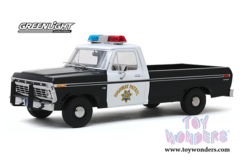 Greenlight - Ford F-100 Pickup Truck California Highway Patrol (1975, 1/18 scale diecast model car, Black/White) 13550