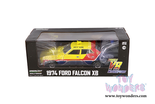 Greenlight Hollywood - Last of the V8 Interceptors Ford Falcon XB Hardtop (1974, 1/18 scale diecast model car, Yellow/Red/Blue) 13574