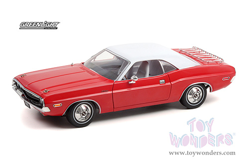 Greenlight - Dodge Challenger - The Challenger Deputy (1970, 1/18 scale diecast model car, Bright Red with White Roof) 13618