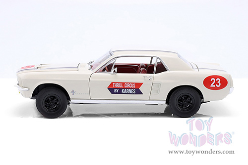 Greenlight - Ford Mustang Coupe #23 "Thrill Circus By Karnes" (1967, 1/18 scale diecast model car, White) 13639