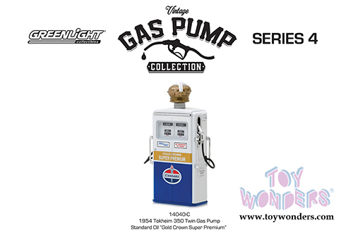 Greenlight - Vintage Gas Pumps Series 4 | 1954 Tokheim 350 Twin Standard Gas Pump (1/18 scale diecast model, Blue/White) 14040C