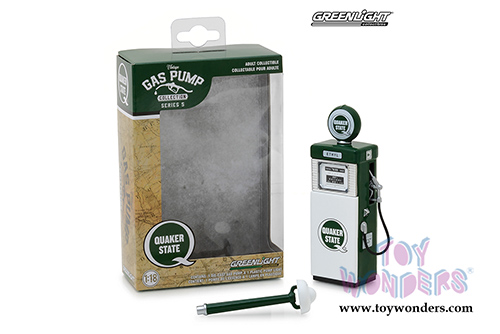 Greenlight - Vintage Gas Pumps Series 5 | 1951 Wayne 505 Quaker State Gas Pump with Pump Light (1/18 scale diecast model, Green) 14050A