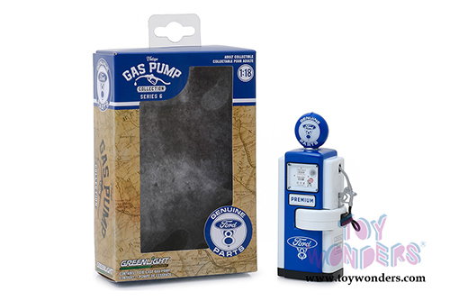 Greenlight - Vintage Gas Pumps Series 6 | 1948 Wayne 100-A Gas Pump - Ford V8 Genuine Parts (1/18 scale diecast model, Blue/White) 14060A/24