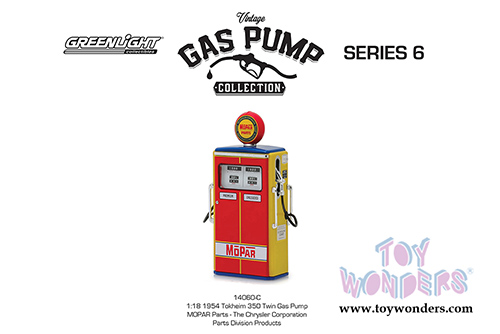 Greenlight - Vintage Gas Pumps Series 6 | 1954 Tokheim 350 Twin Gas Pump - MOPAR Parts (1/18 scale diecast model, Red/Yellow) 14060C/24