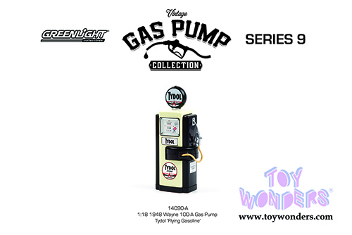 Greenlight - Vintage Gas Pumps Series 9 | 1948 Wayne 100-A Gas Pump - Tydol "Flying Gasoline" (1/18 scale diecast model, Black/Cream) 14090A