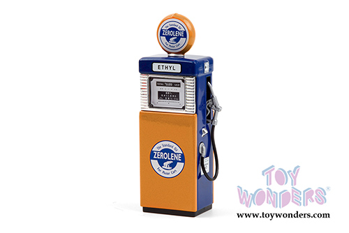 Greenlight - Vintage Gas Pumps Series 9 | 1951 Wayne 505 Gas Pump - Zerolene "‘The Standard Oil for Motor Cars" (1/18 scale diecast model, Orange/Blue) 14090B