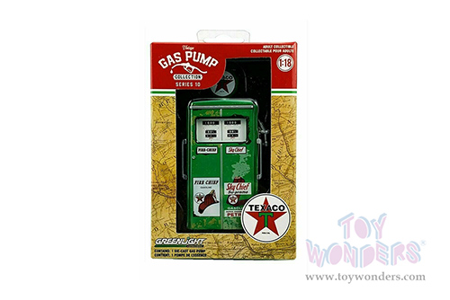 Greenlight - Vintage Gas Pumps Series 10 | 1954 Tokheim 350 Twin Gas Pump - Texaco Fire Chief Sky Chief Supreme Unrestored (1/18 scale diecast model, Green) 14100C/24