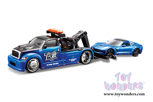 Maisto All Stars Elite Transport - Wrecker/Corvette Stingray Coupe (2014, 1/64 scale diecast model car, Blue) 15055STI