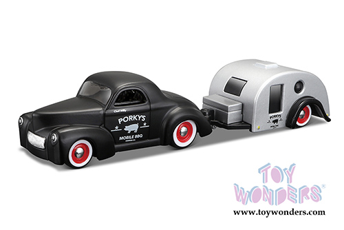 Maisto Design Tow & Go - Willys/Traveler Trailer (1941, 1/64 scale diecast model car, Black/Gray) 15368WLL