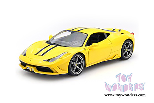 BBurago Ferrari Race & Play - Ferrari 458 Speciale Hardtop (1/18 scale diecast model car, Yellow) 16002YL