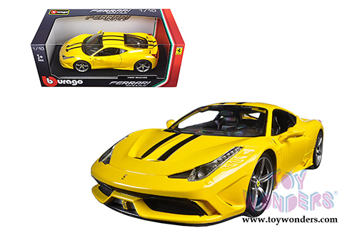 BBurago Ferrari Race & Play - Ferrari 458 Speciale Hardtop (1/18 scale diecast model car, Yellow) 16002YL